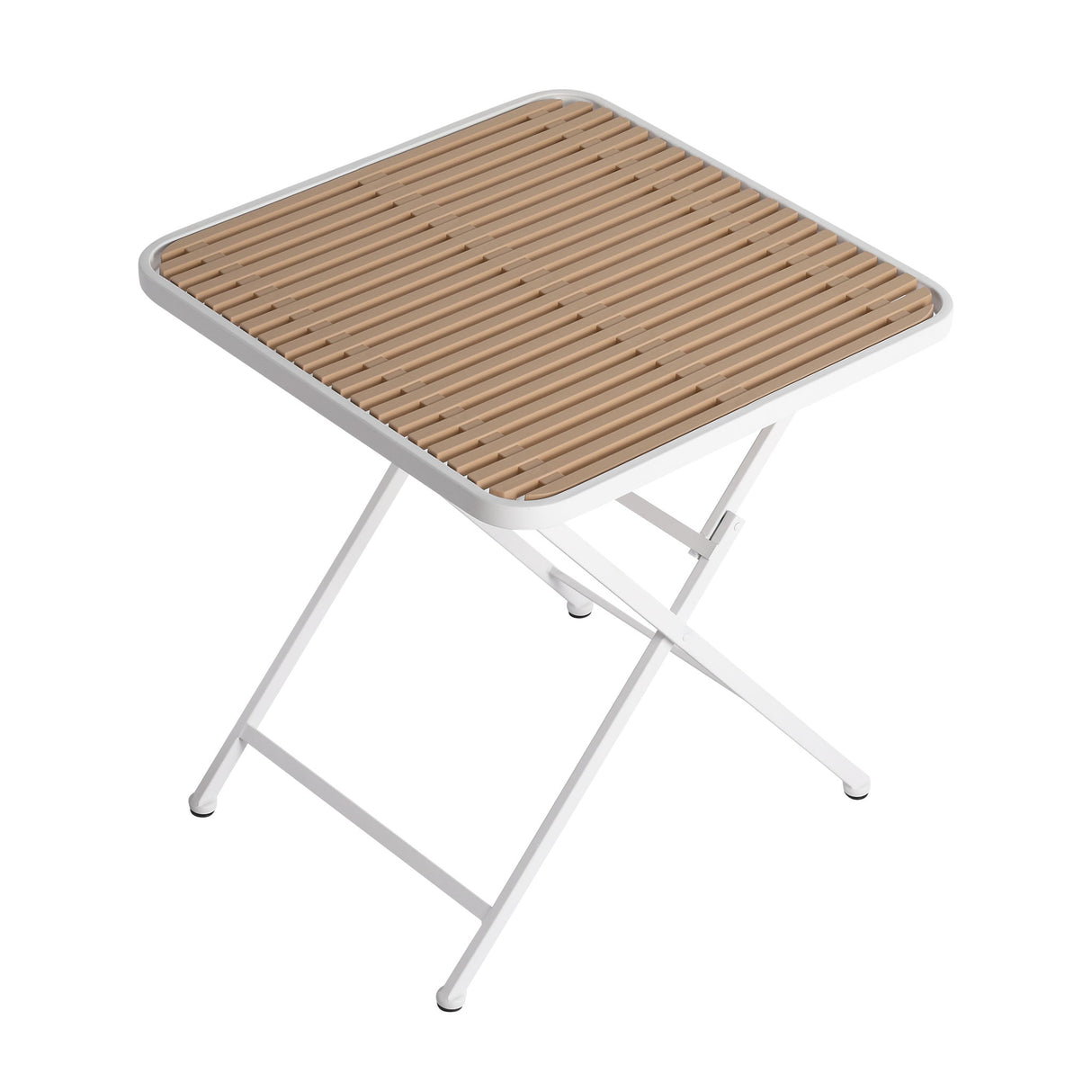 Modern Folding Square Table, Water Proof And Wear Resistant - Apricot / White