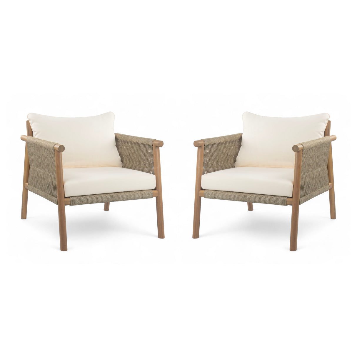 Modern Outdoor Woven Lounge Chair With Solid Frame And Cushions