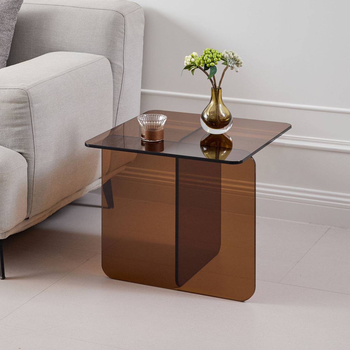 Modern Transparent Tempered Glass Sidetable