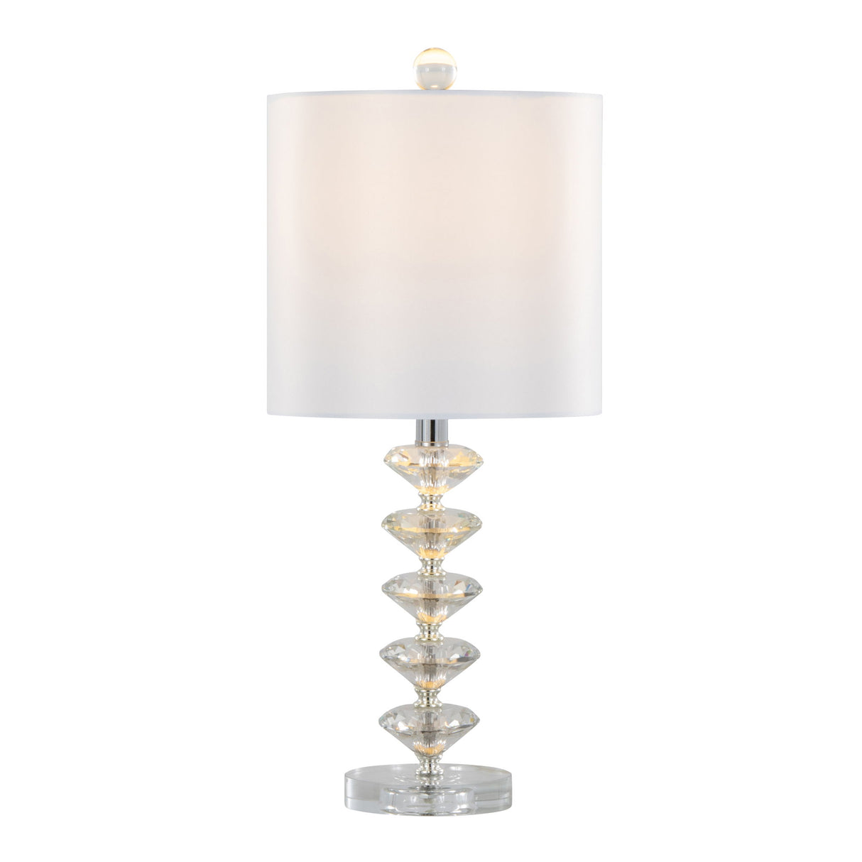 Diamond - Stacked Contemporary Crystal Table Lamp (Set of 2) - Clear / Off White / Chrome