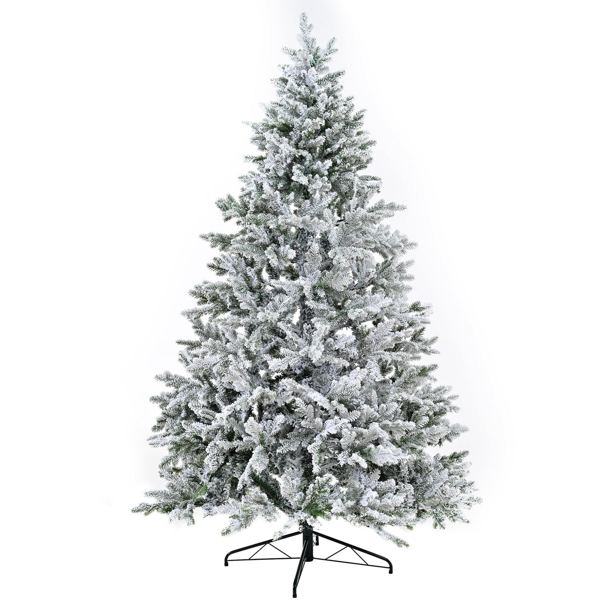 7Ft Snow Flocked Hinged Artificial Christmas Tree With Fluffy Branches And Snow Tips - White