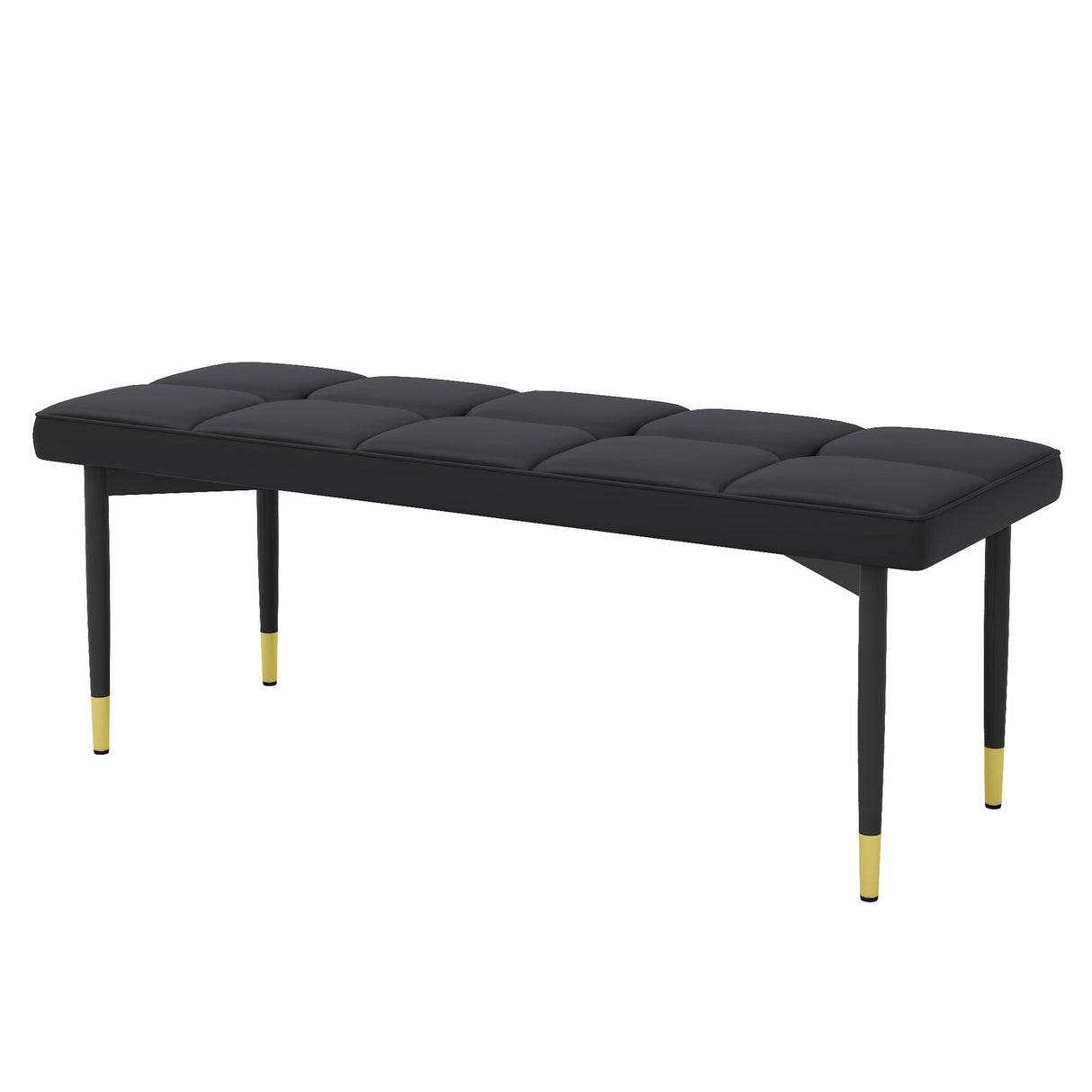 Multifunctional Shoe Bench, Sturdy Metal Legs With Gold Accents - Black