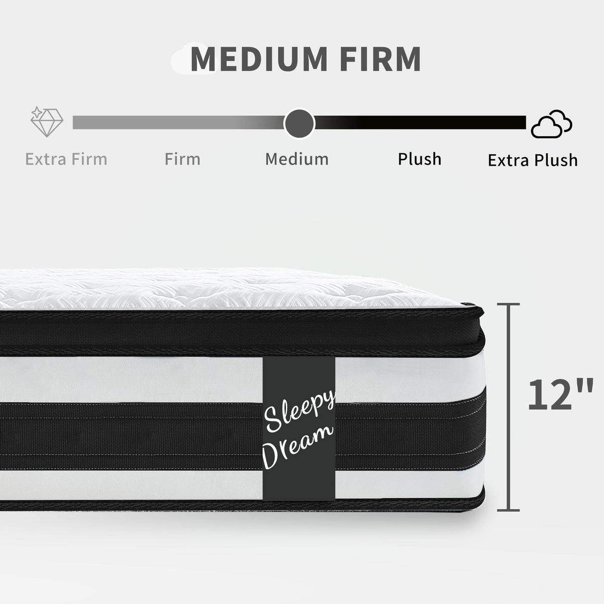 12" Breathable Hybrid Mattress, Memory Foam, Individual Pocket Springs