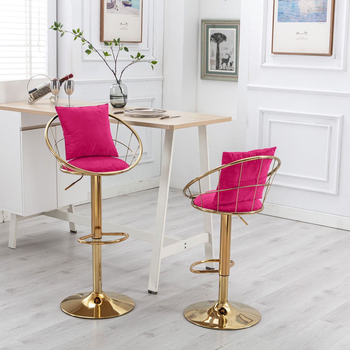 Unique Design Bar Chair, 360 Degree Rotation, Adjustable Height, Suitable For Dining Room And Bar