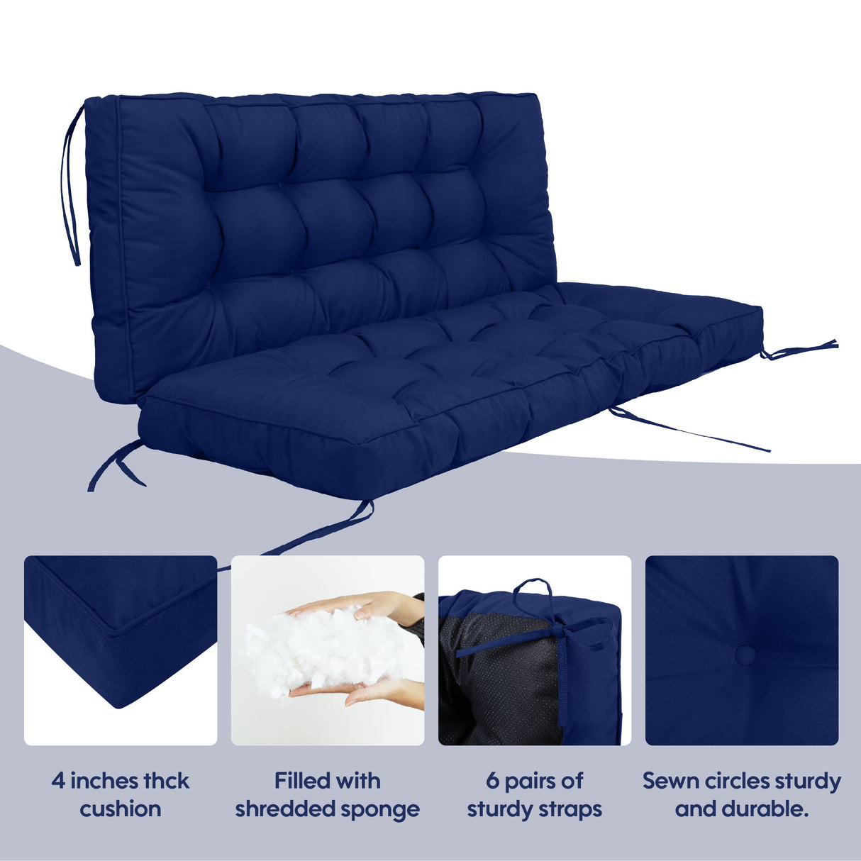 Outdoor Swing Seat Cushion Pad For 2 - 3 Seater Bench