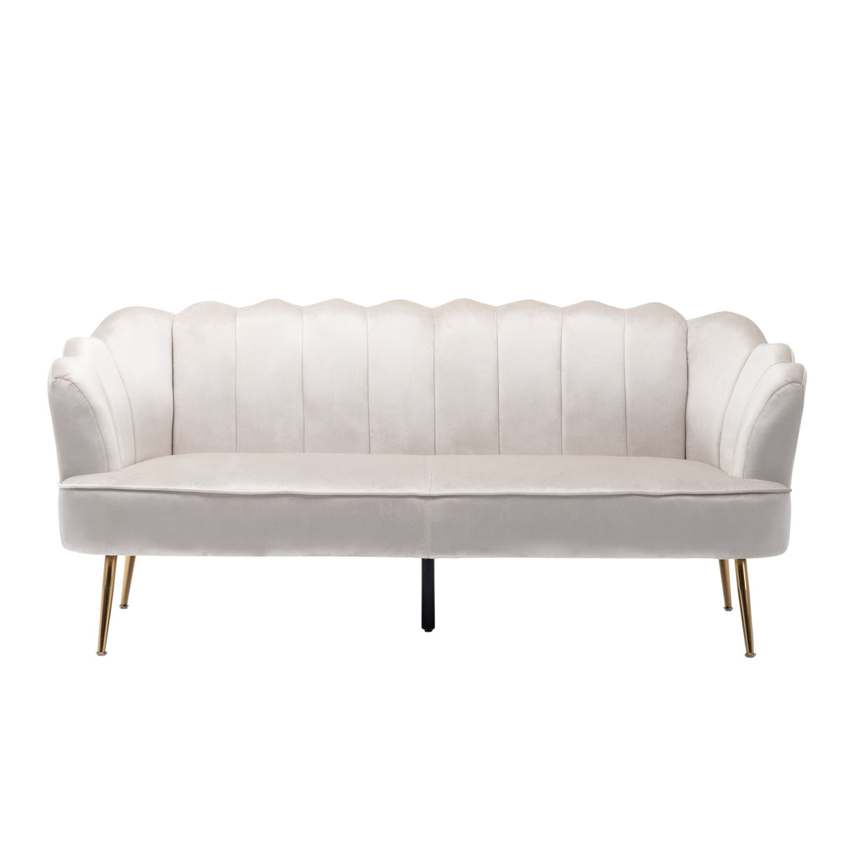 Modern Glam 3 Seater Sofa With Velvet Texture