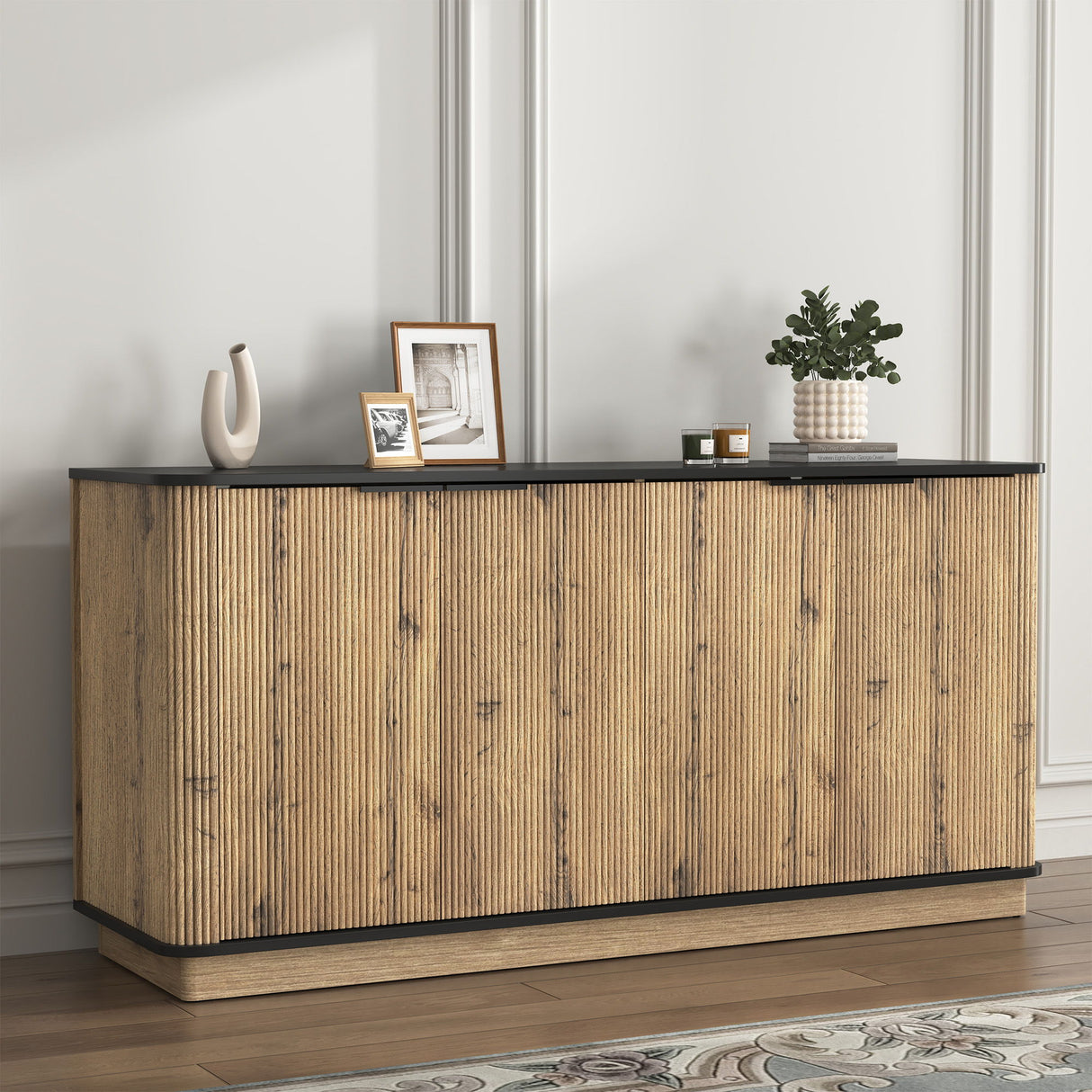Multi Functional Sideboard, An Ideal Choice For TV And Tableware Storage In Modern Homes - Black