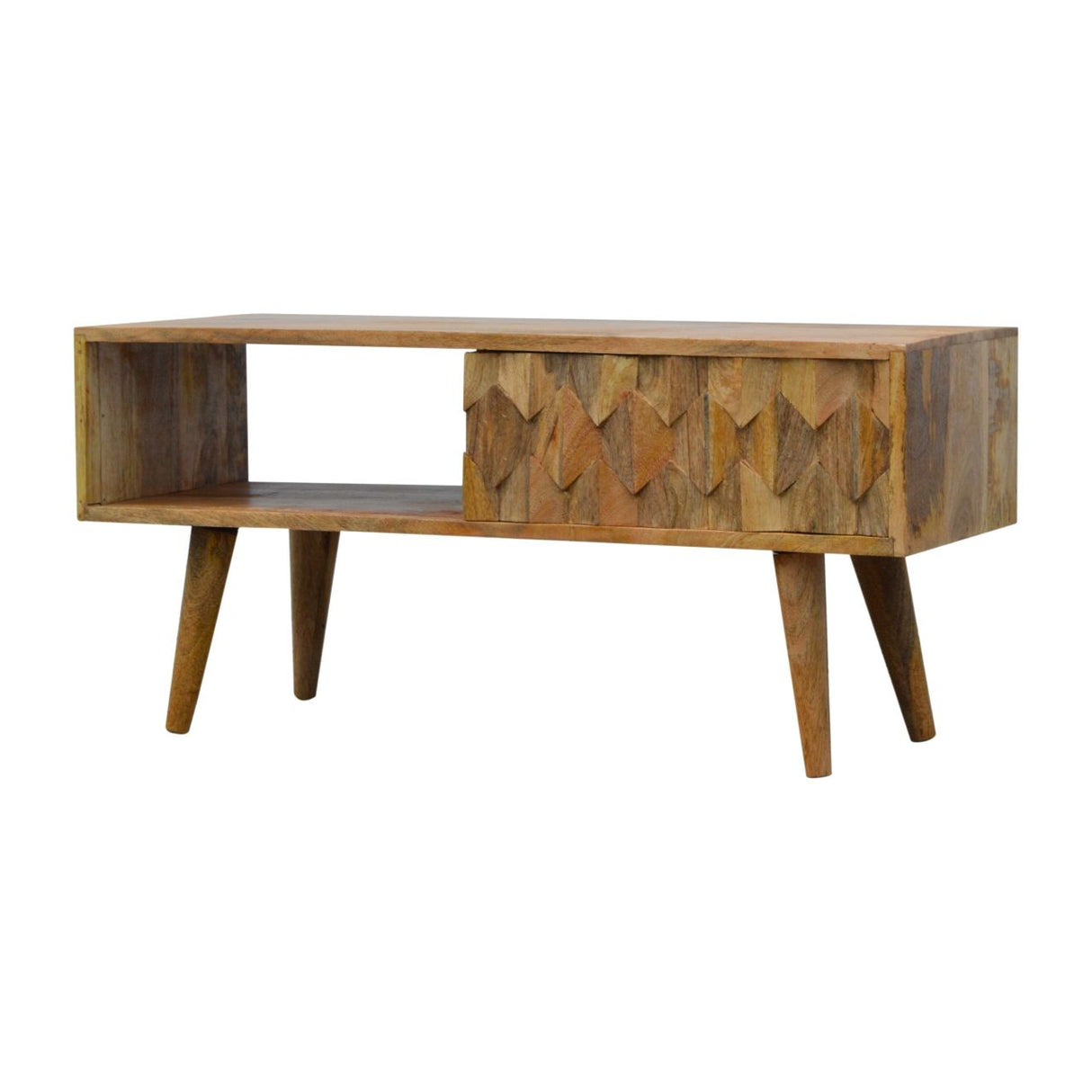 Pineapple Carve Sliding Media Unit - Oak
