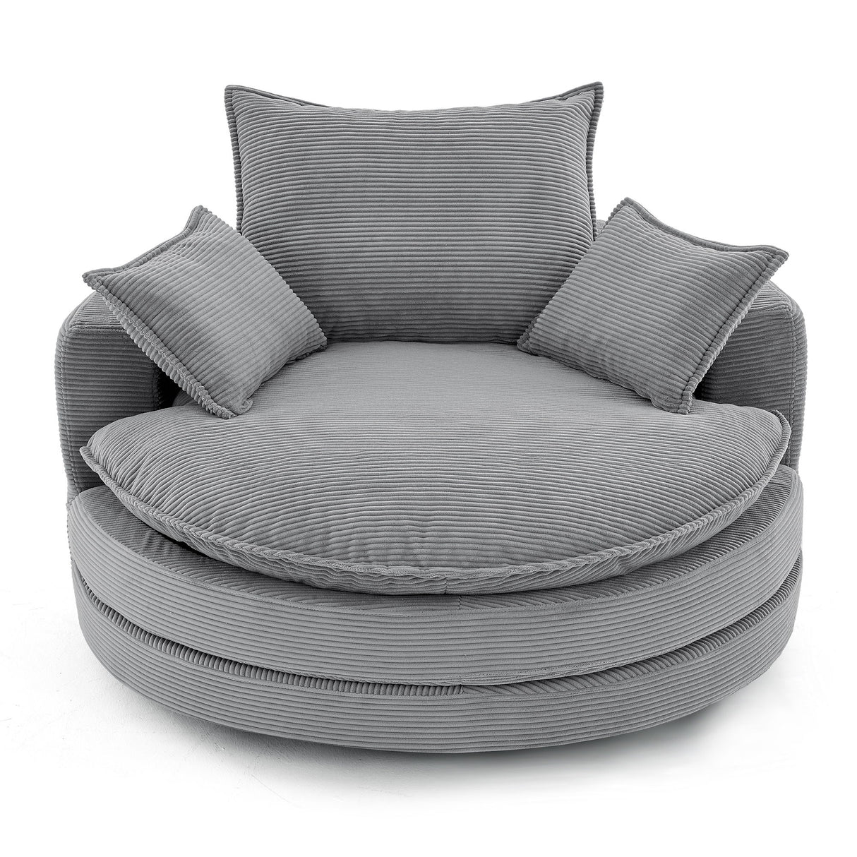 360° Swivel Accent Barrel Chair With Dual Layer Cushion And 3 Removable Pillows