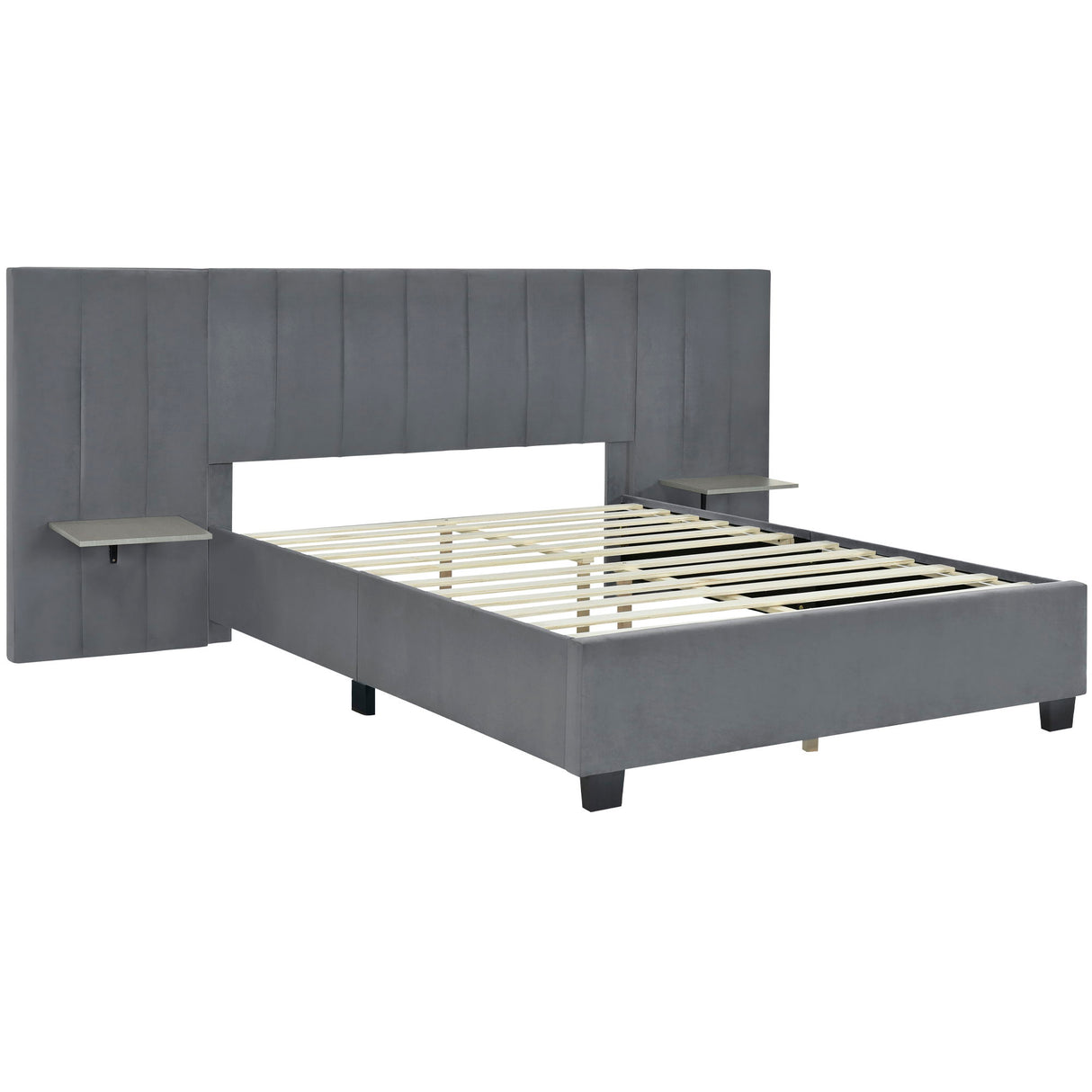 Upholstered Platform Bed With Big Headboard