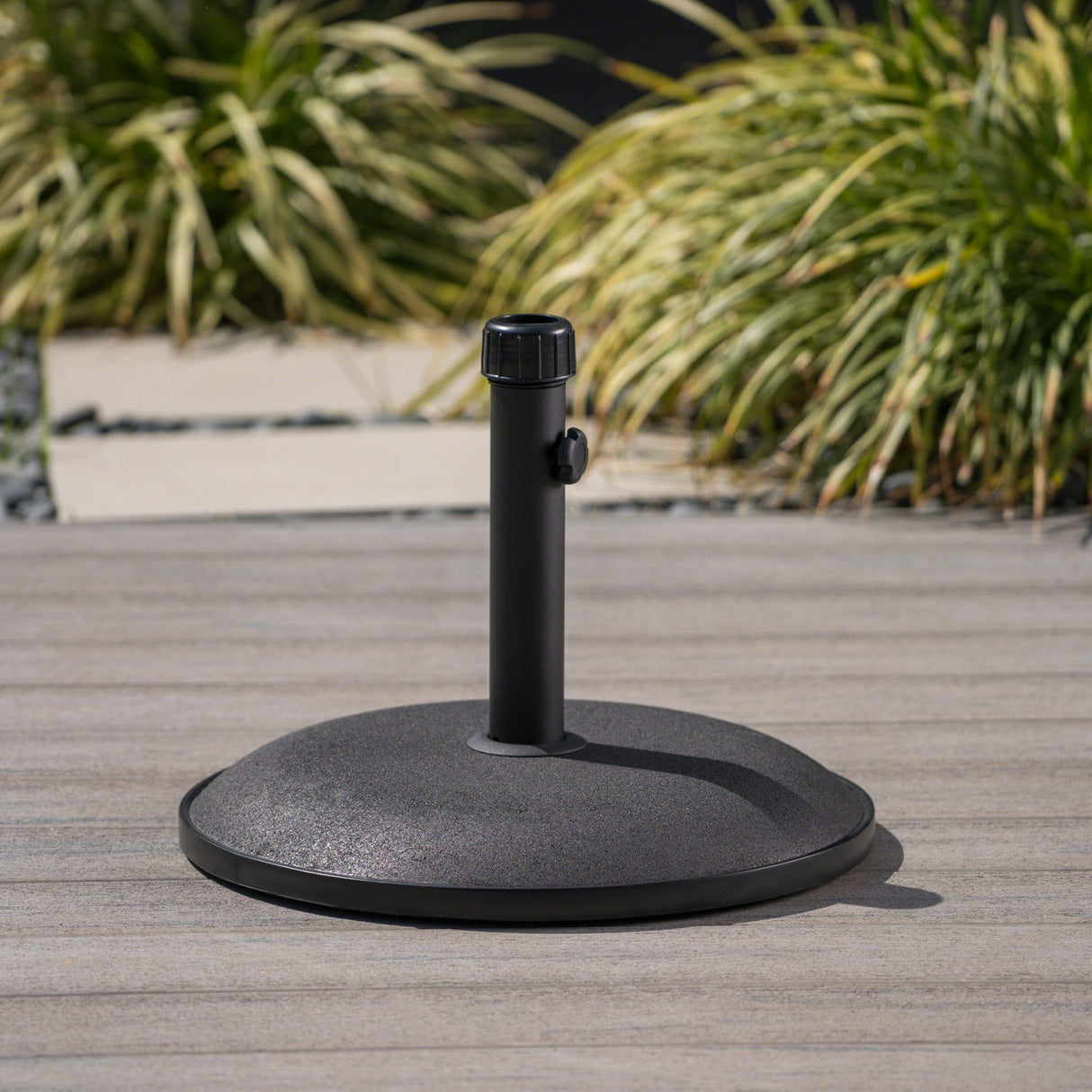Stylish Concrete Umbrella Base With Iron Support Pole - Black