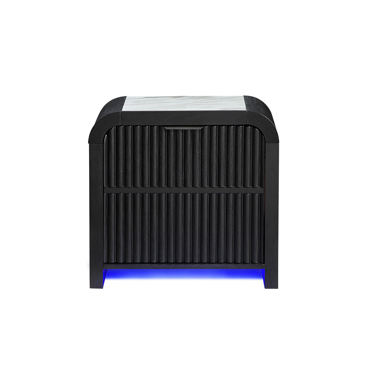 Beverly - Nightstand With Cooler And Speaker, LED Light, Rounded Sides - Black White