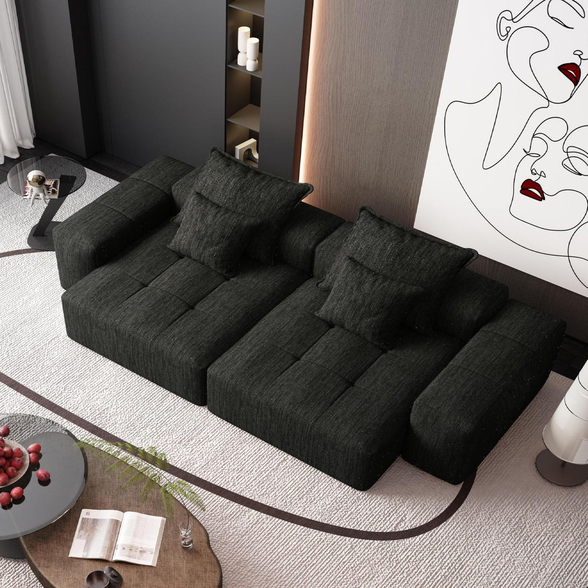 Modern Oversized Diy Combination Modular Sectional Sofa With Pillows
