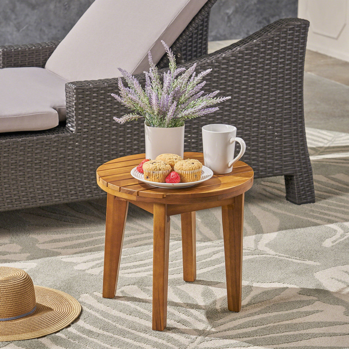 Outdoor Acacia Wood Side Table With Weather Resistance