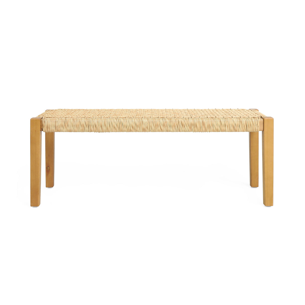 Angie - Bench Outdoor Seating Acacia Wood Faux Rattan - Teak