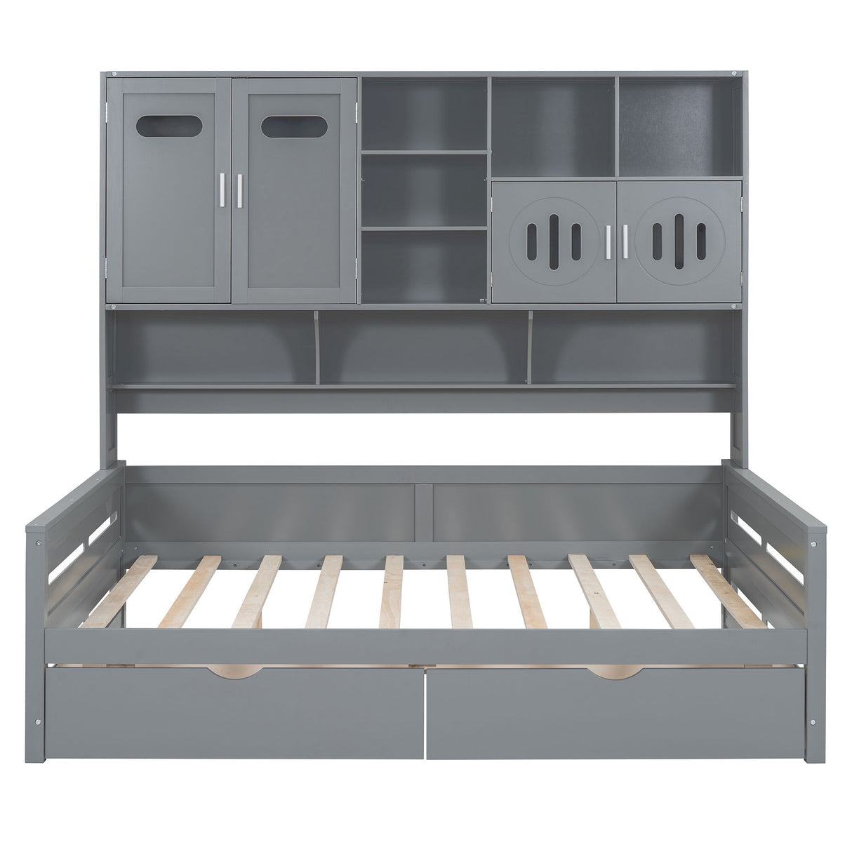 Daybed With All-In-One Cabinet And Shelf