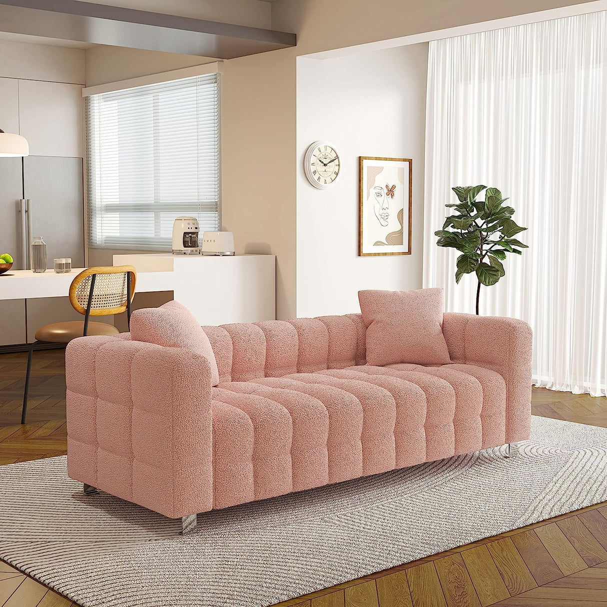Modern 3 Seater Sofa With 2 Pillows