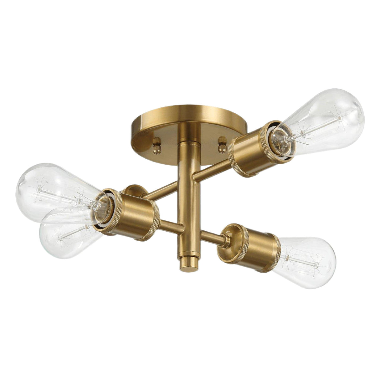 Ephemeral - 4 Lights Semi Flush Mount Retro Hallway Kitchen Bedroom Living Room Ceiling Pendant - Antique Brass / Clear / Gold