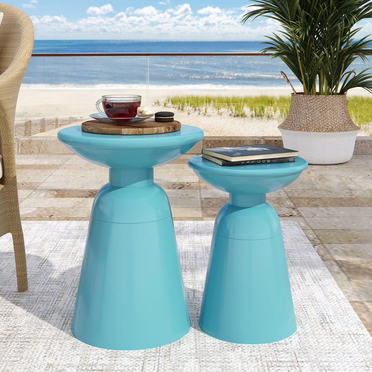 Serenita - Outdoor Side Tables With Flared Design (Set of 2)