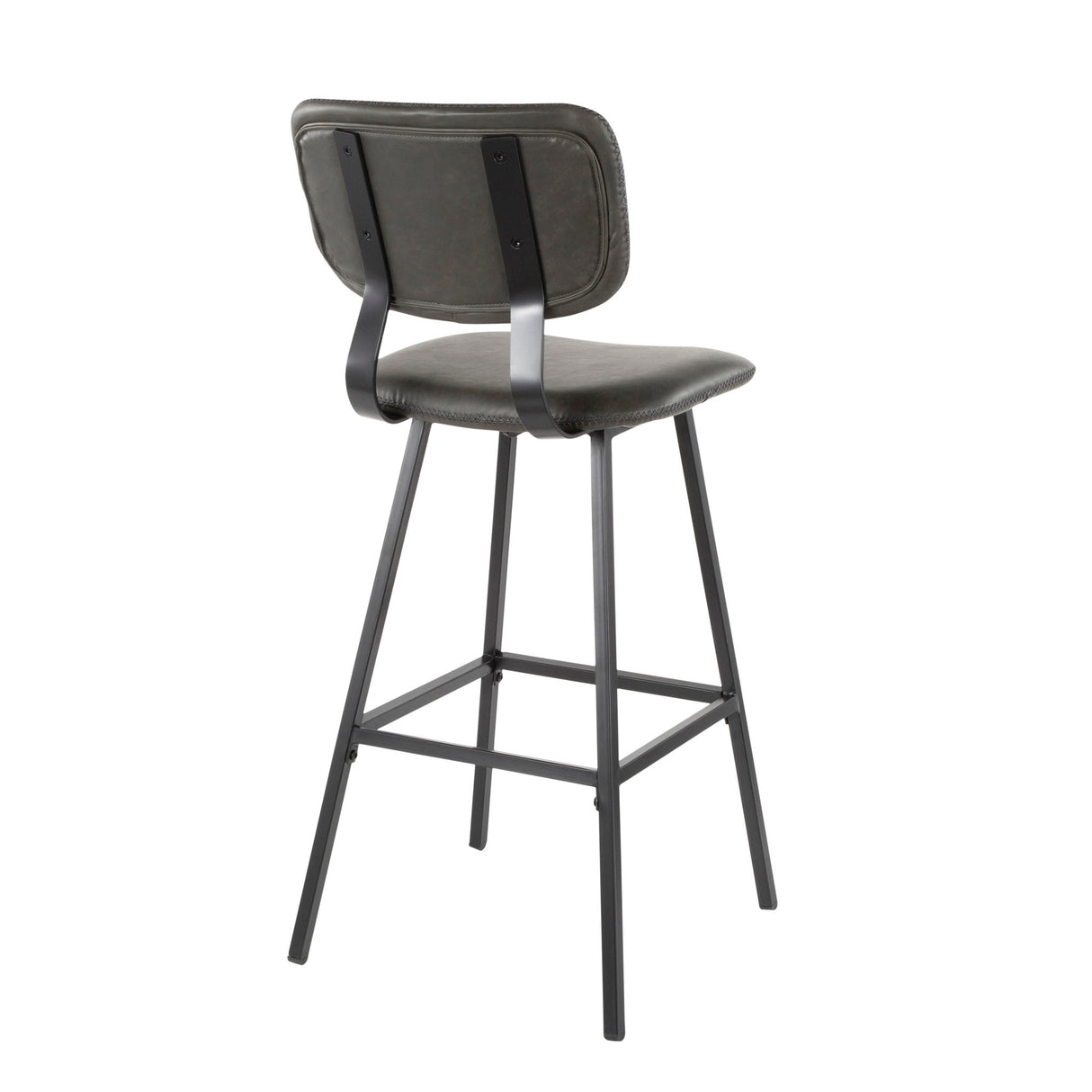 Foundry - Contemporary Barstool Zig Zag Stitching (Set of 2) - Black / Gray