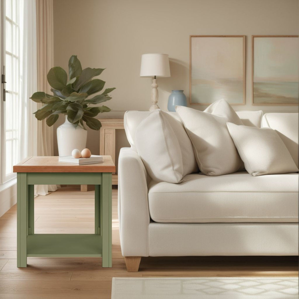 Vineyard - Side Table - Sage Green, Fruitwood