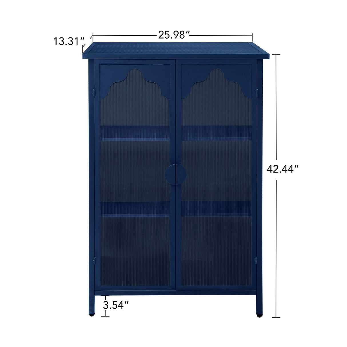 2 Doors Metal Storage Cabinet Display Cabinet With Glass Doors Metal Kitchen Sideboard Buffet Cabinet Glass Storage Cabinet For Dining Room Living Room Bedroom - Dark Blue