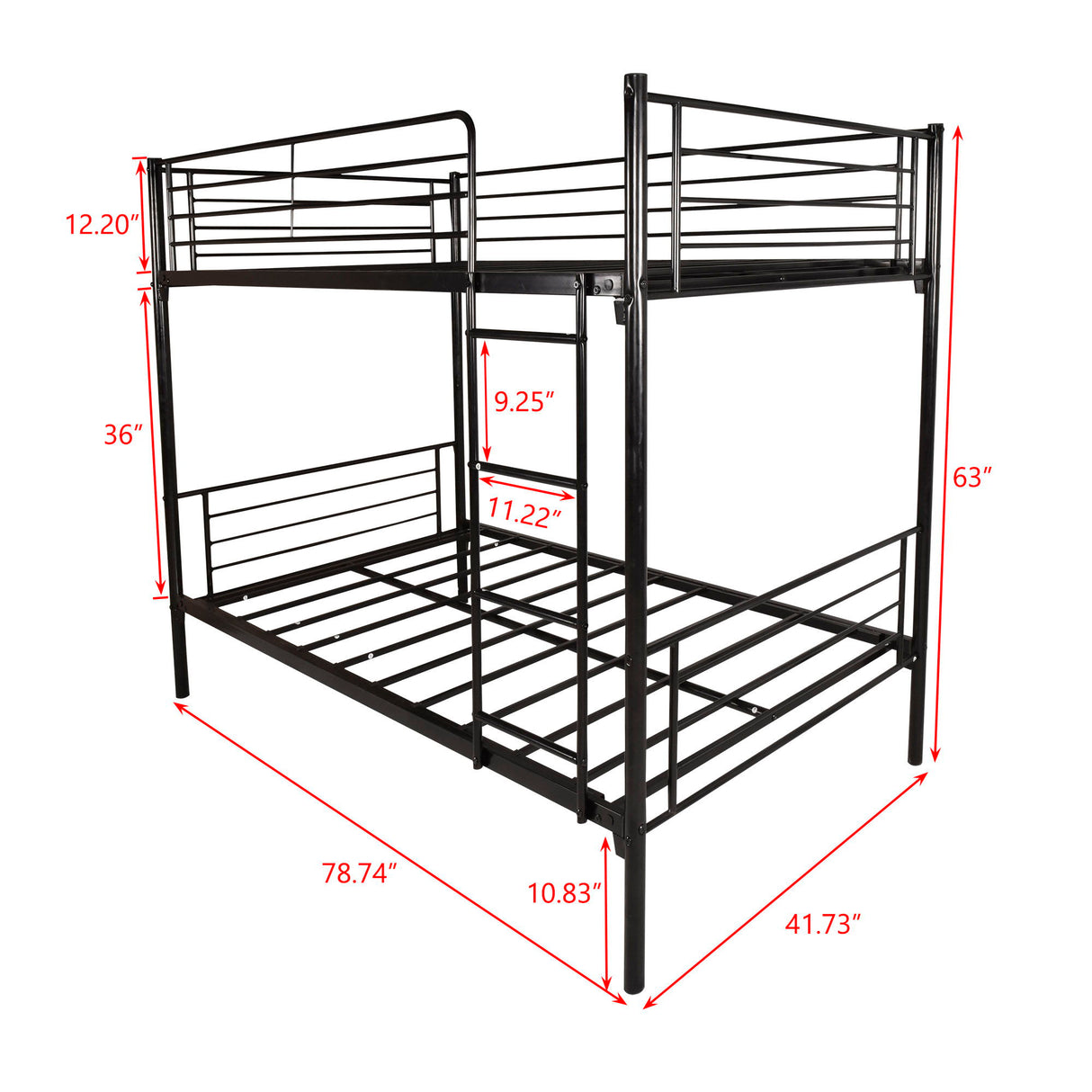 Space Saving Bunk Bed With Metal Frame And Ladder