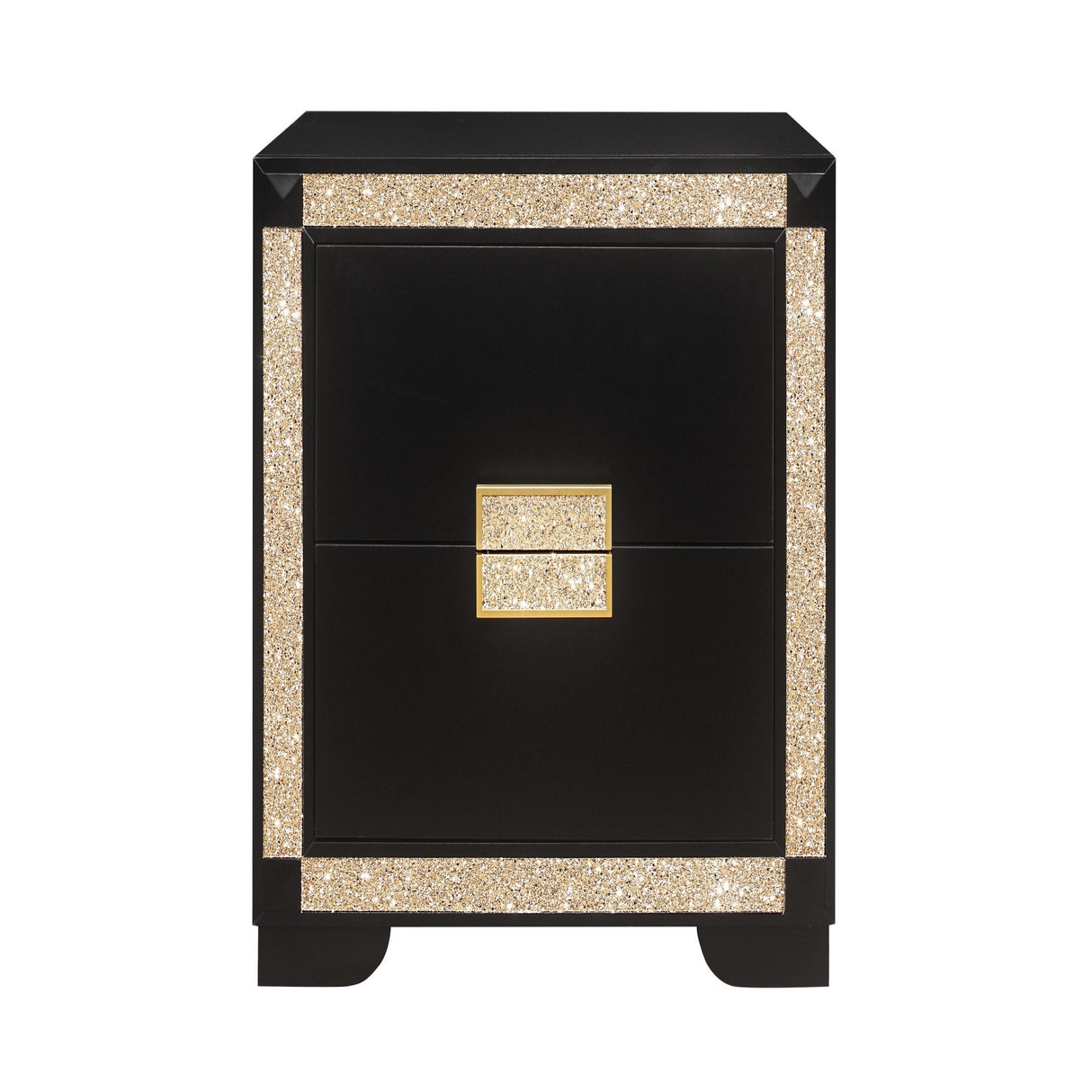 Lively - Nightstand With Glitter Detail And Thick Bar Handle Hardware - Black