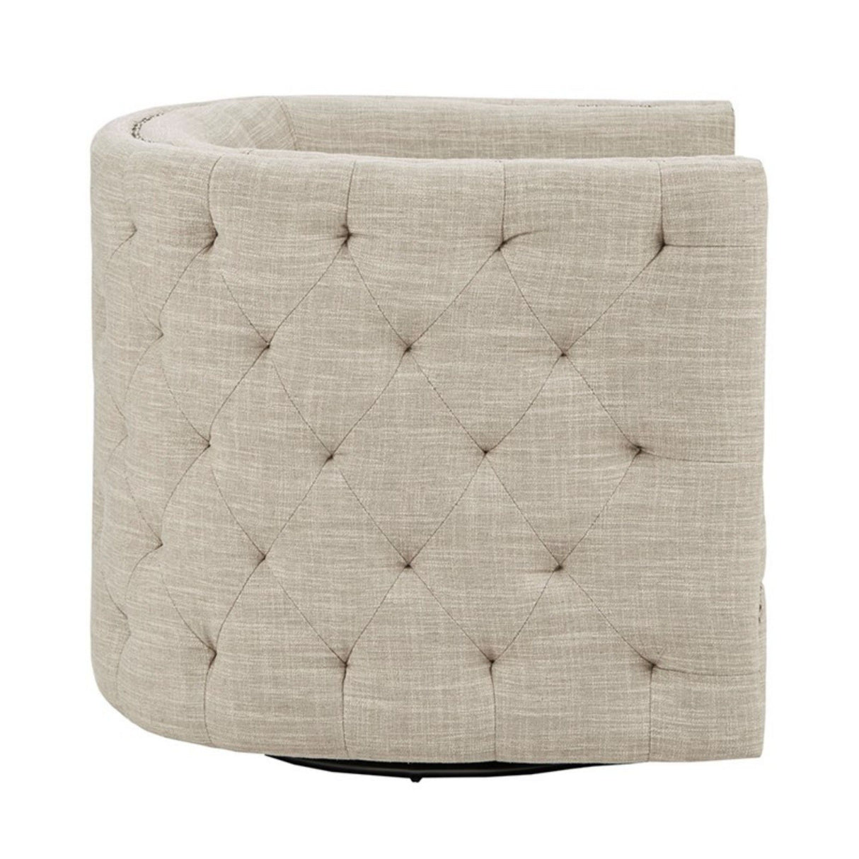 Swivel Chair With Tufted Barrel Design And Nailhead Accents