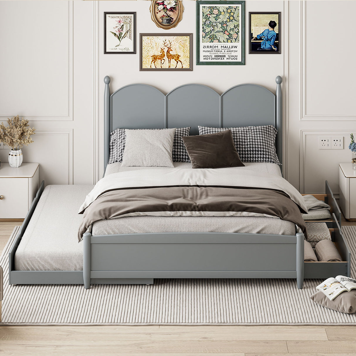 Platform Bed With With 2 Big Drawers And Trundle