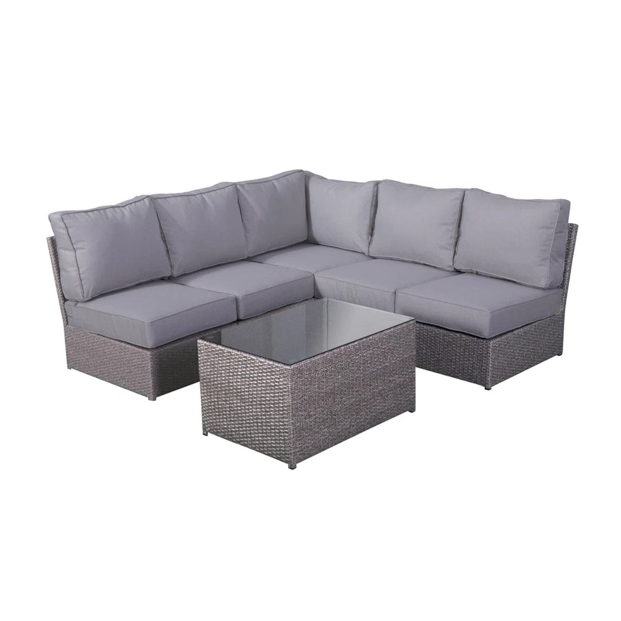 Comfortable Modern Patio Rattan Sectional Set With Cushions