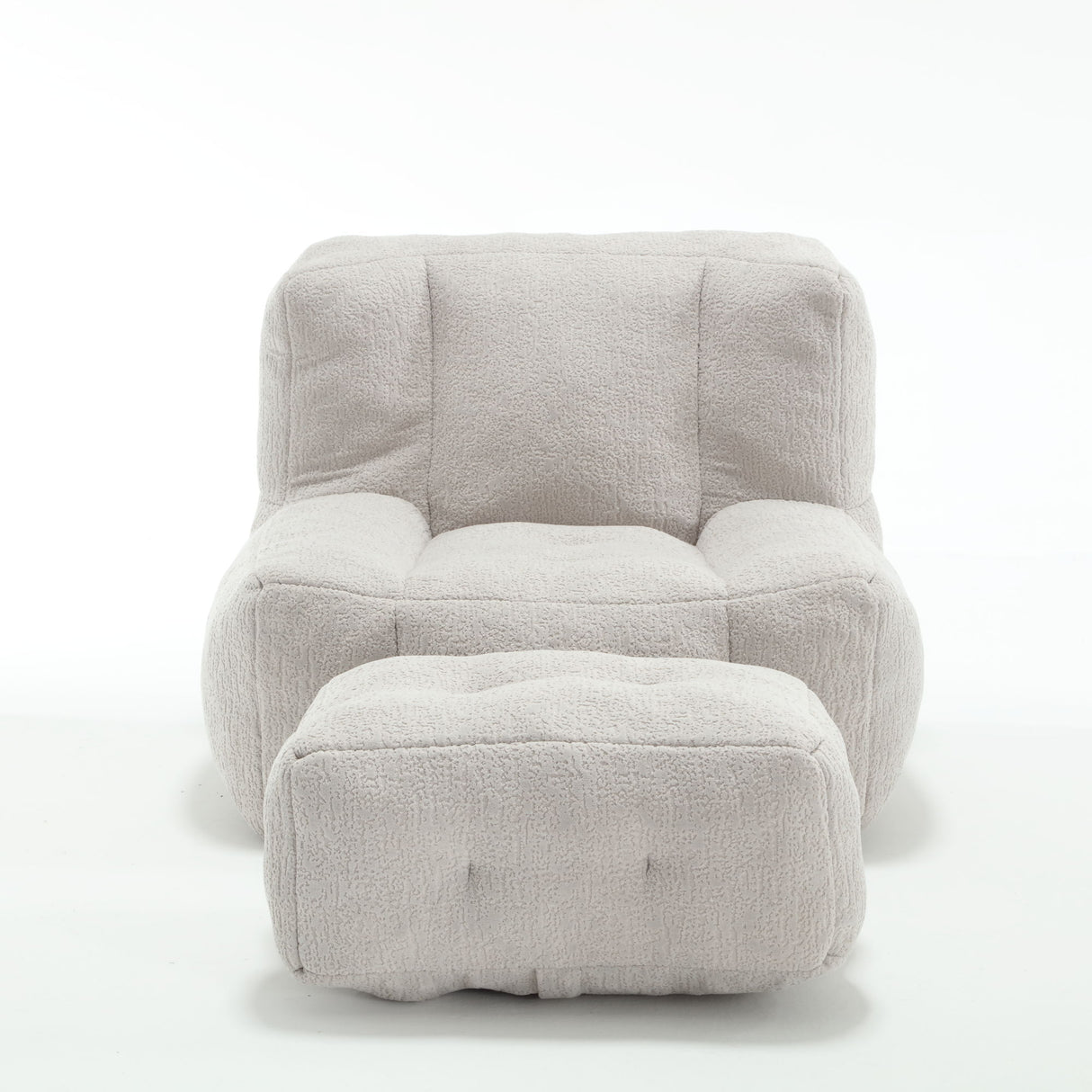 Modern Indoor Fluffy Bean Bag Chair With Memory Foam And Ottoman, Super Soft