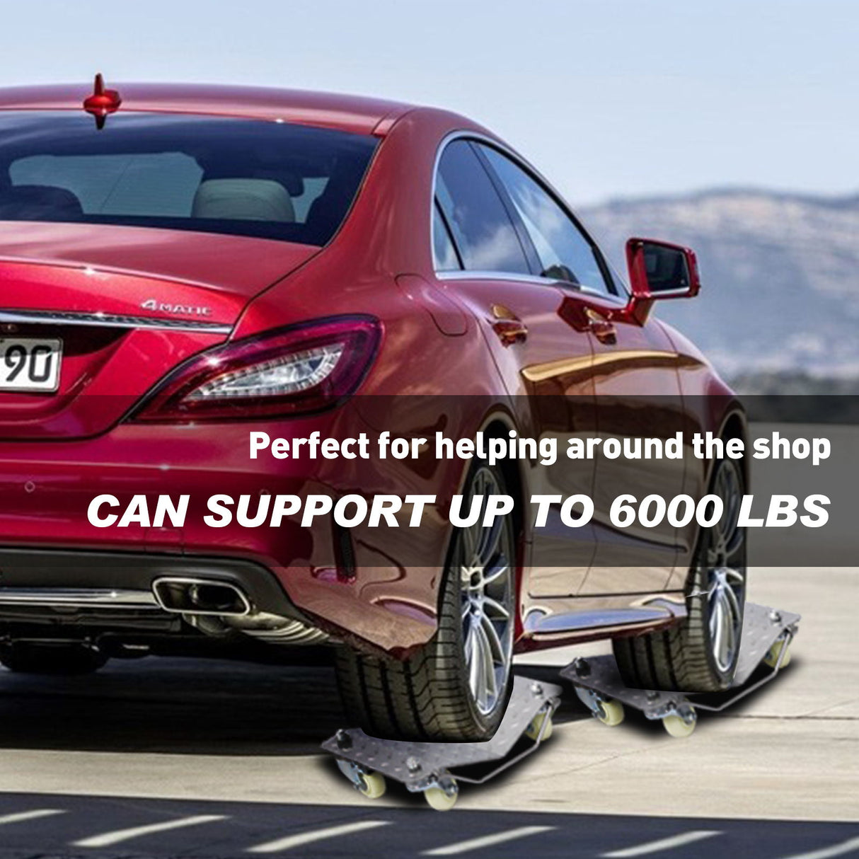 Heavy Duty Car Dolly Set, 6000Lbs Capacity, Metal Construction - Gray