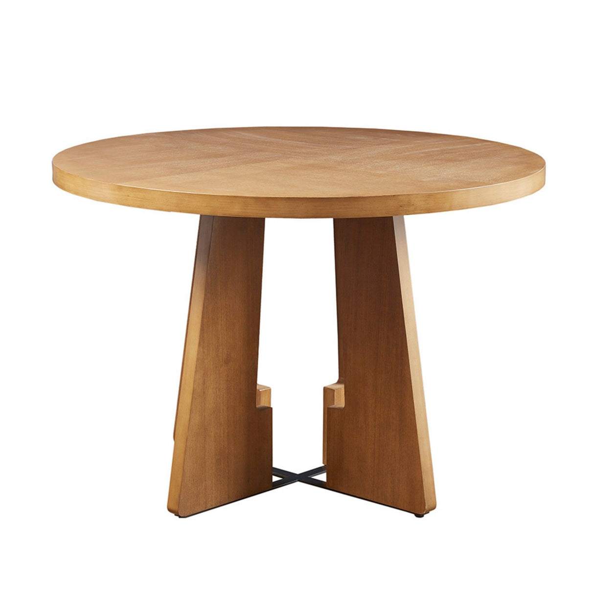 Modern Round Dining Table With Pecan Wood Veneer - Walnut