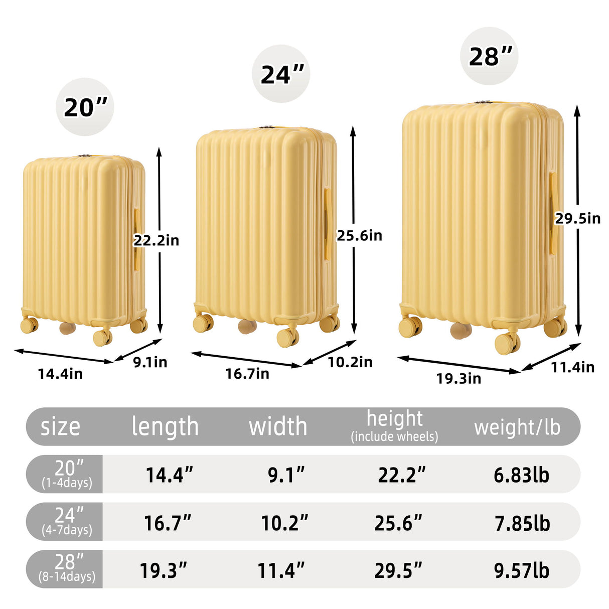 20" / 24" / 28" 3 Pieces / Set Spinner Wheel Luggage, Carry On Suitcase, With Cup Holder & USB Port & Phone Holder