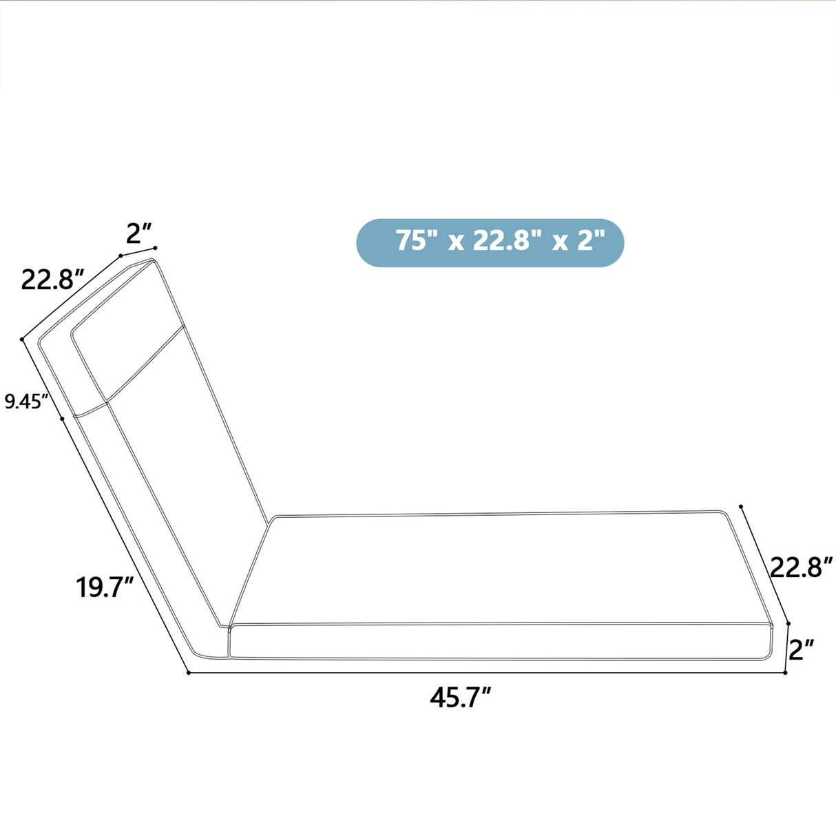 2 Piece Chaise Lounge Chair Cushion Set With Ties