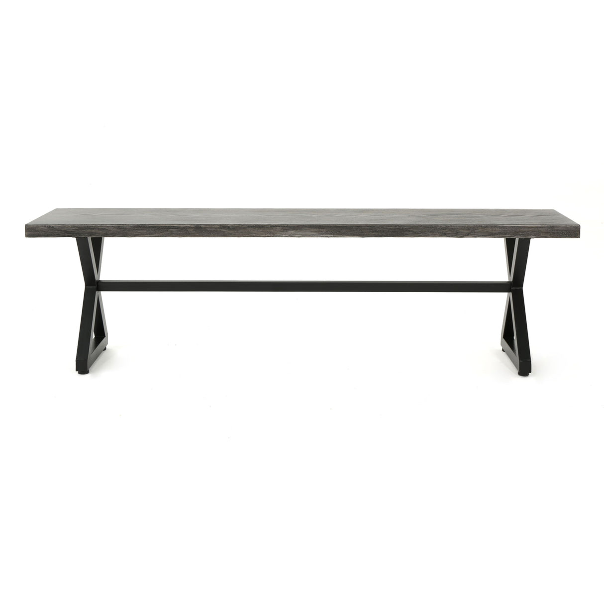 Modern Aluminum Outdoor Dining Bench With X Base