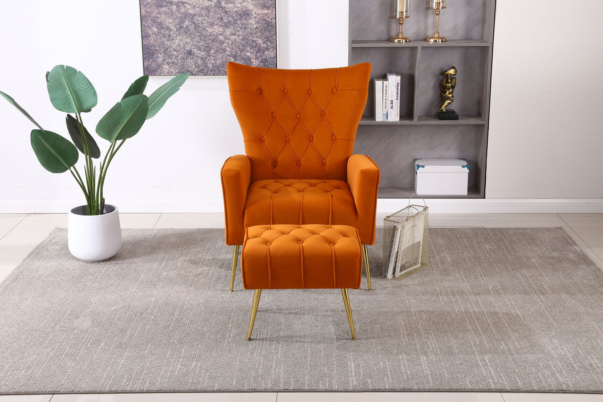 Modern Accent Chair With Ottoman, Comfy Armchair For Living Room