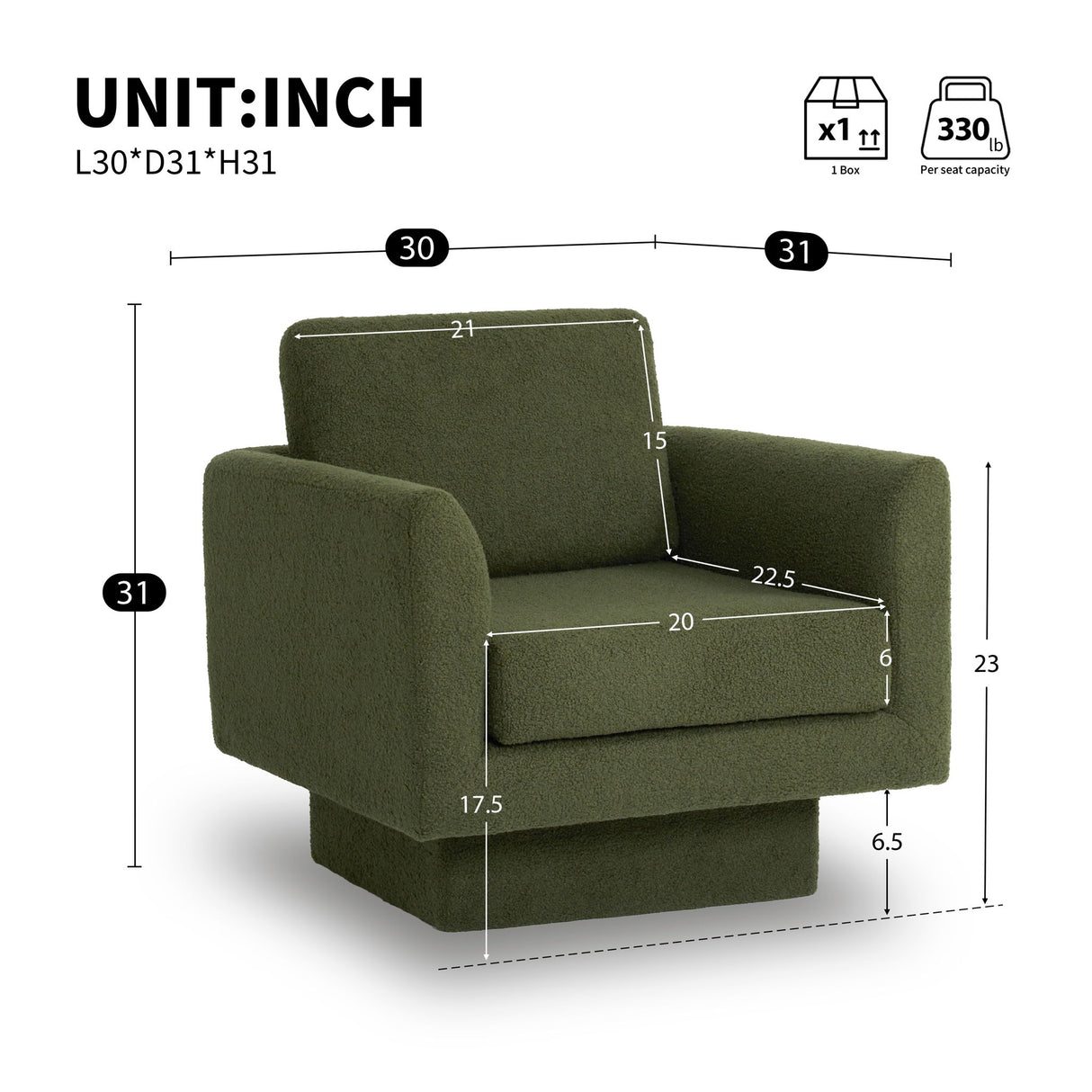 360° Modern Swivel Accent Chair Round Armchair, Thick Padded Single Lounge Sofa Upholstered Comfy
