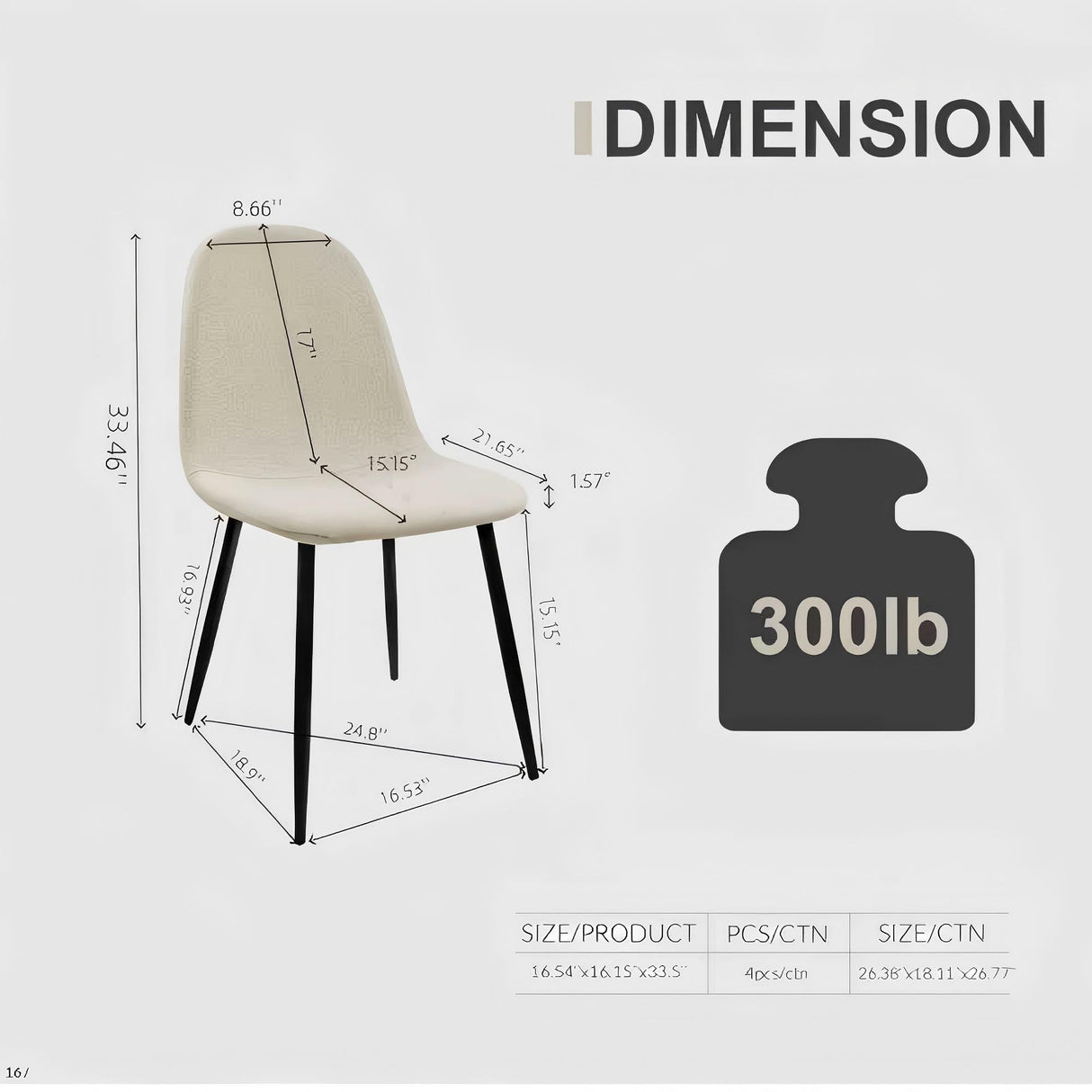 Modern Accent Dining Chairs Upholstered Seat, Metal Legs (Set of 4)