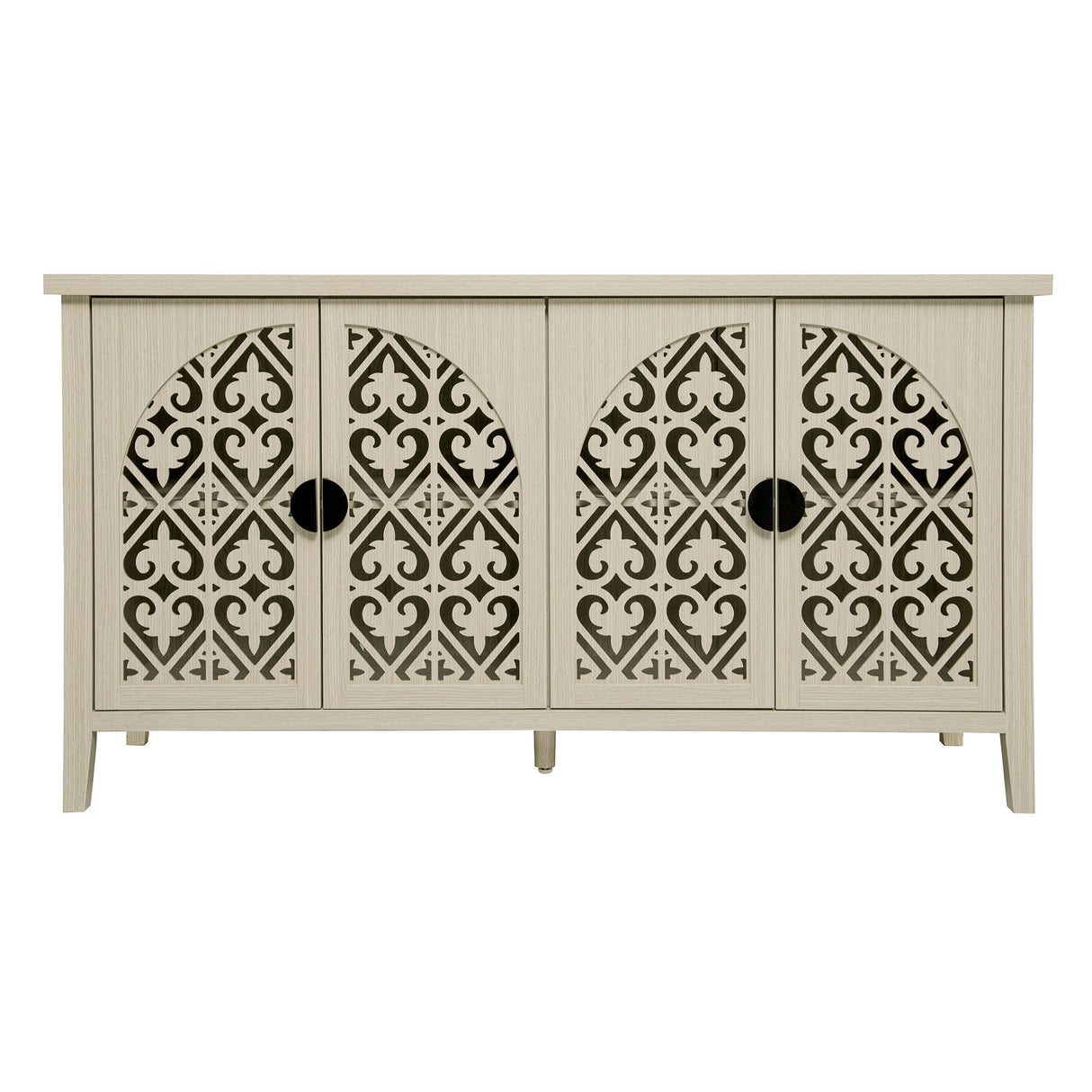 Hollowed Out Cabinet With 4 Doors, Suitable For Bedroom - Natural