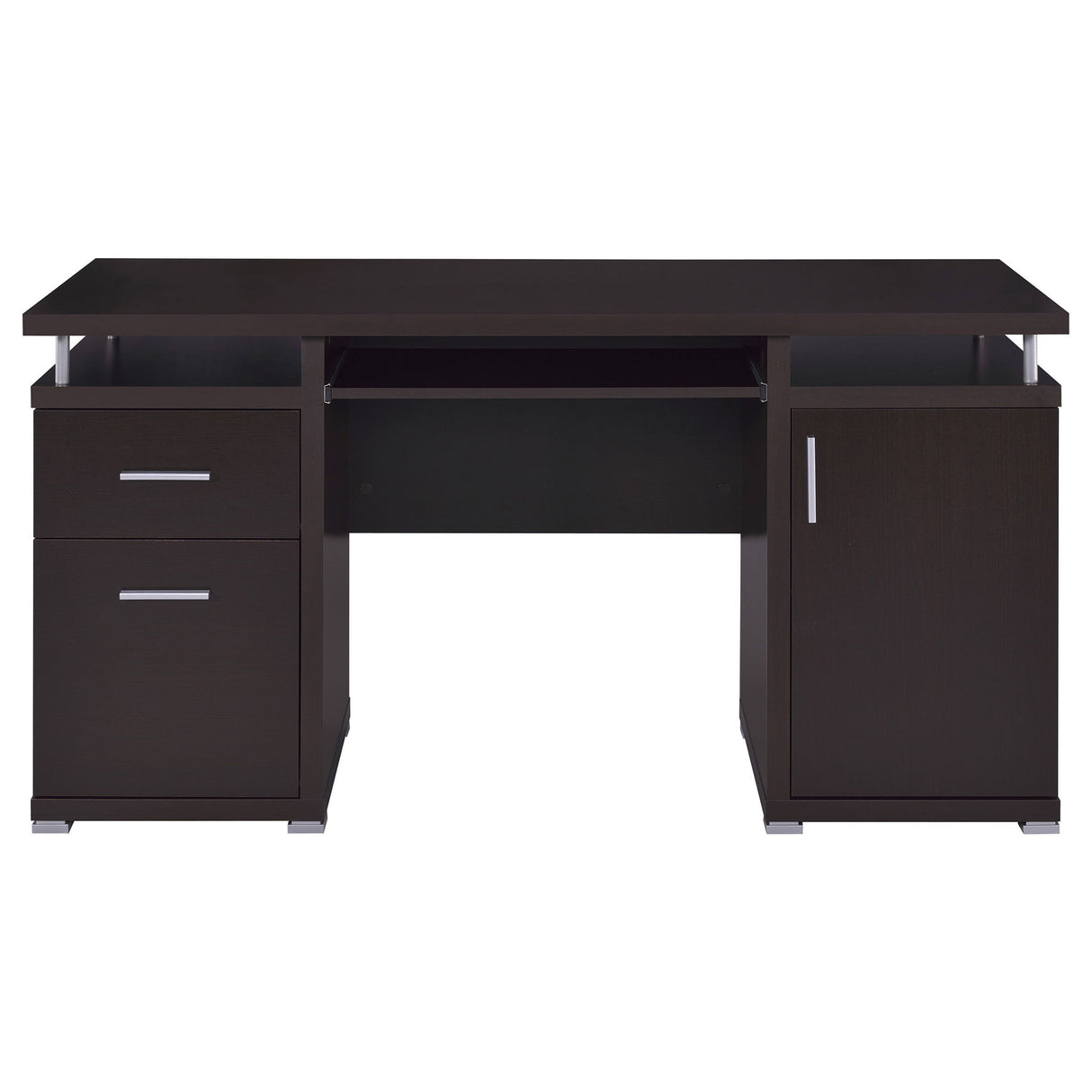 Modern Office Computer Desk With 2 Drawers, Adjustable Shelf, Slide Out Keyboard Tray