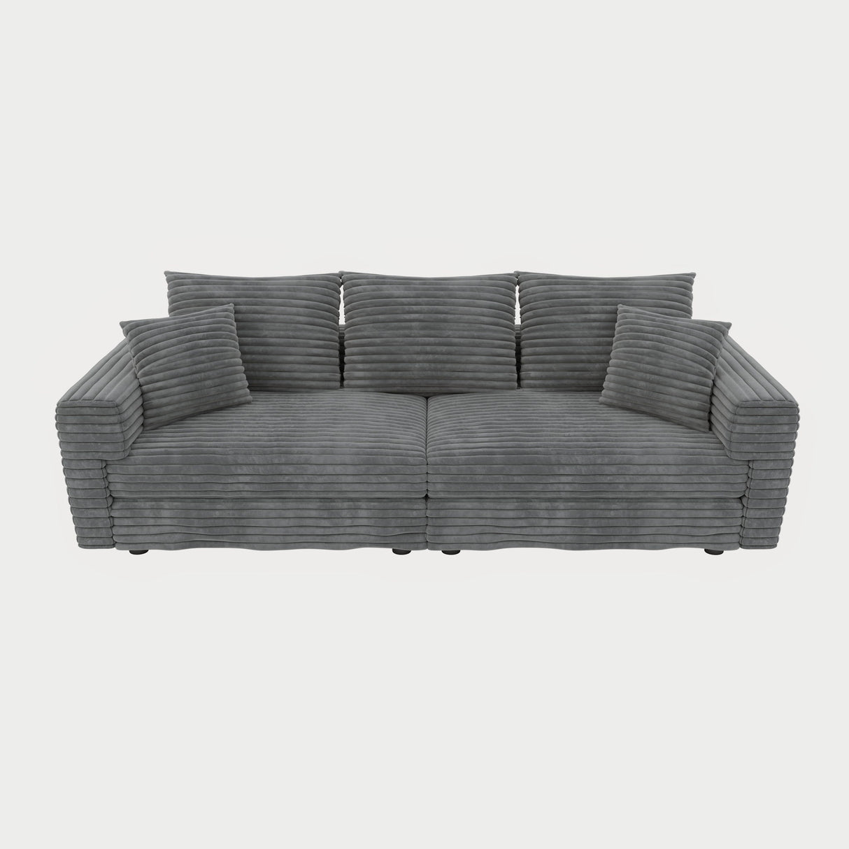 Plush Corduroy 4 Seat Sofa, Modern Comfy Upholstered Sofa Cloud Couch, Deep Seat Couches With Soft Pillows