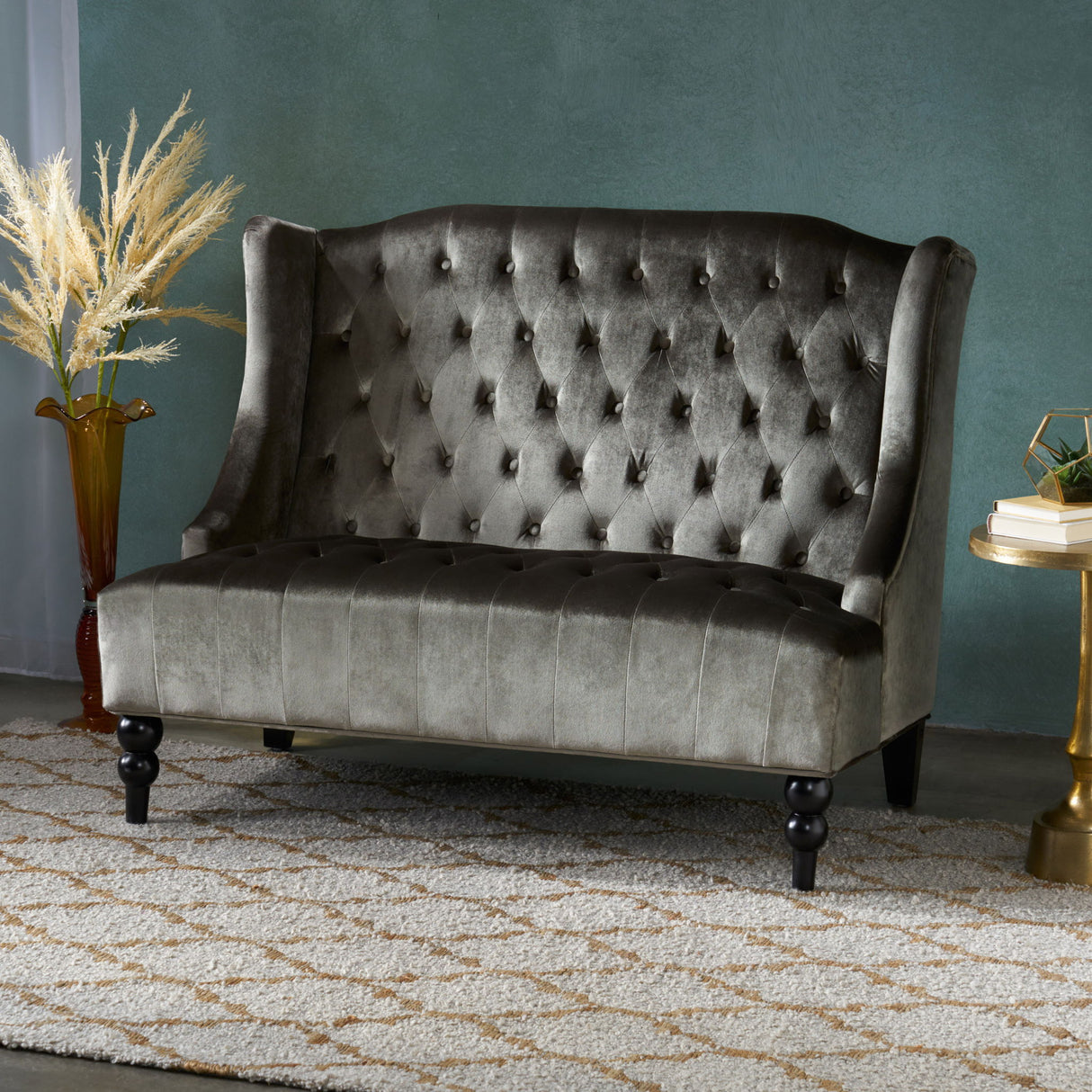 Nurturing - Upholstered Loveseat With Wing Back And Diamond Tufting