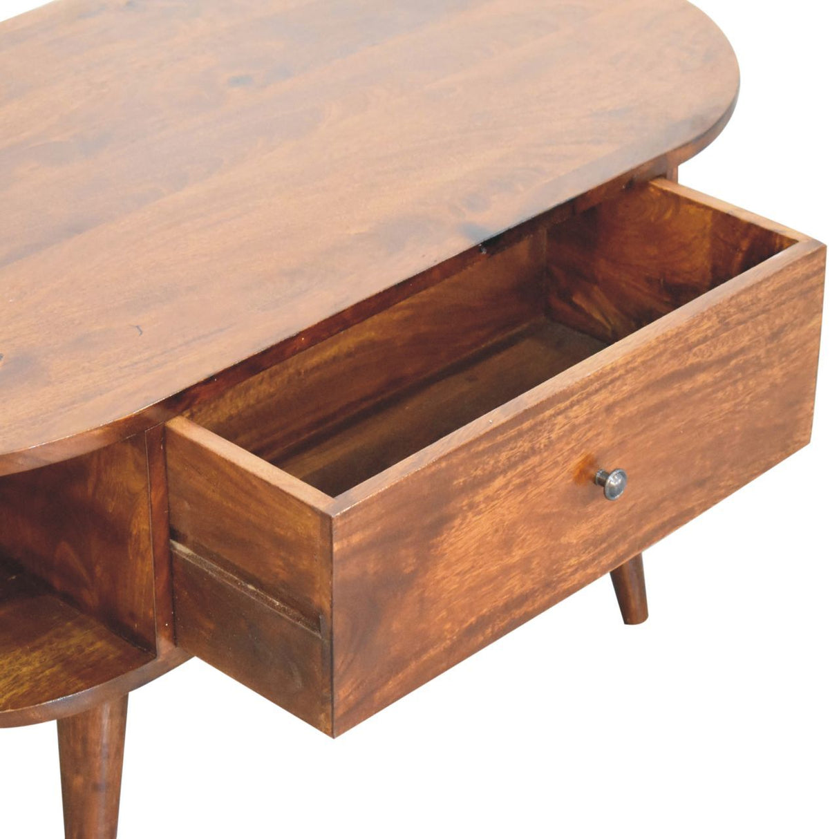 Oval Coffee Table With 1 Drawer - Chestnut