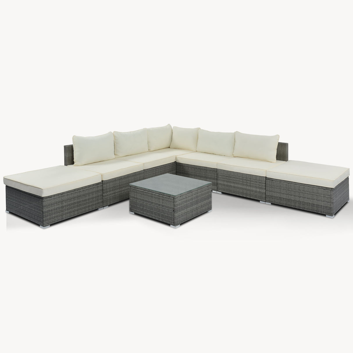 8 Pieces Outdoor Patio Furniture Conversation Wicker Sofa Set