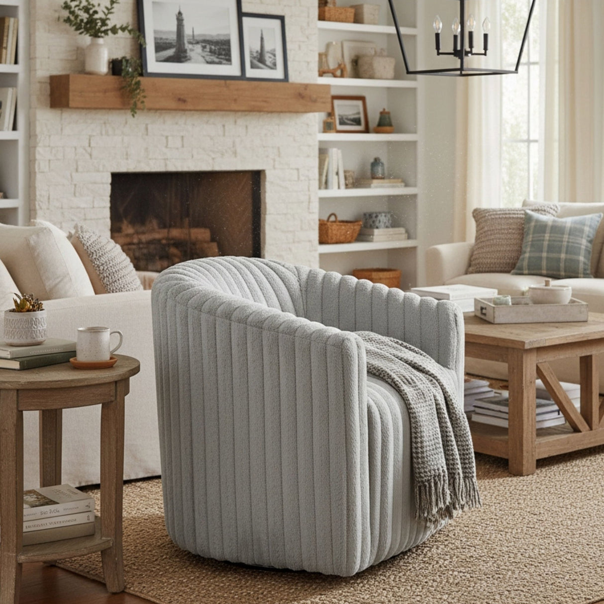 Alexa Barrel Swivel Chair - Gray