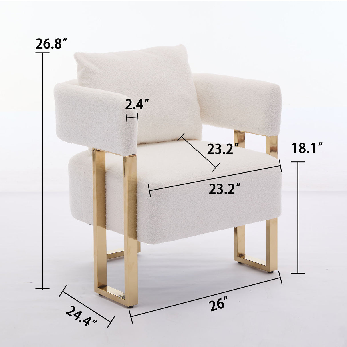 Modern Decorative Chair Teddy Fleece Upholstered And Metal Foot