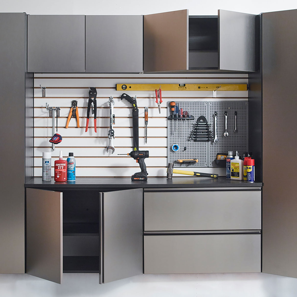 Nova Series - Wood Wall Mounted Garage Cabinet - Dark Gray