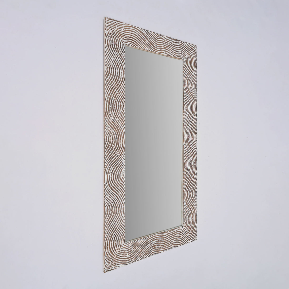 Handcarved Rectangle Mirror Accent With 3mm Glass - Antique White